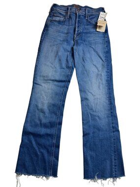 NWT MOTHER The Tripper Ankle Fray Jeans 28 Meet Cute High Rise Flare Raw Hem